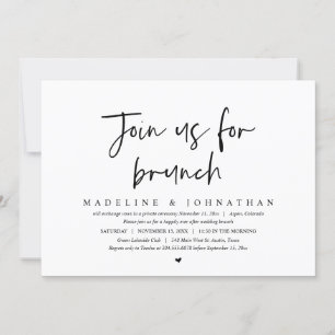 Invitation Rejoignez-Nous Pour Brunch, Mariage Elopement Part