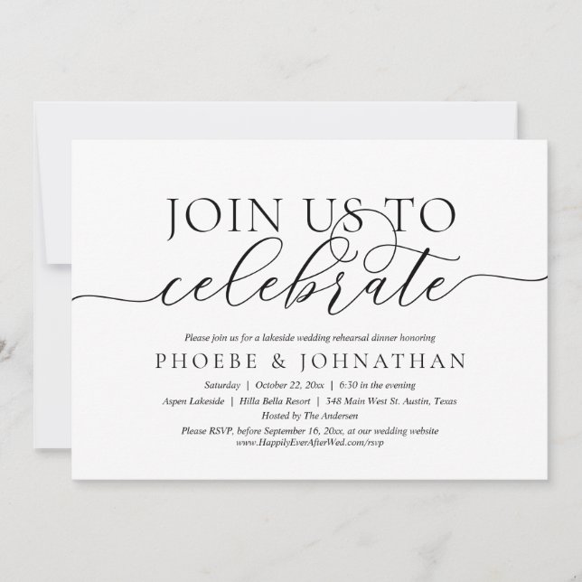 Invitation Rejoignez-Nous Pour Célébrer, Dîner De Répétition  (Devant)