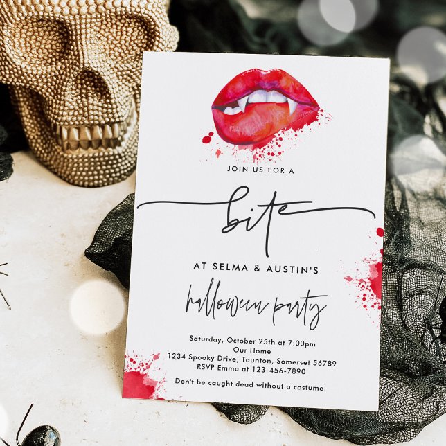 Invitation Rejoignez-Nous Pour Un Bite Halloween Vampire Soir (Créateur téléchargé)