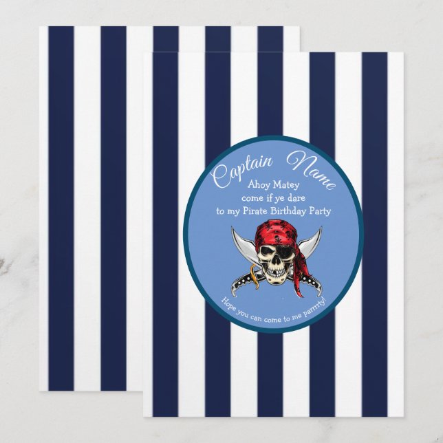 Invitation Rejoignez-nous pour une aventure pirate (Devant / Derrière)