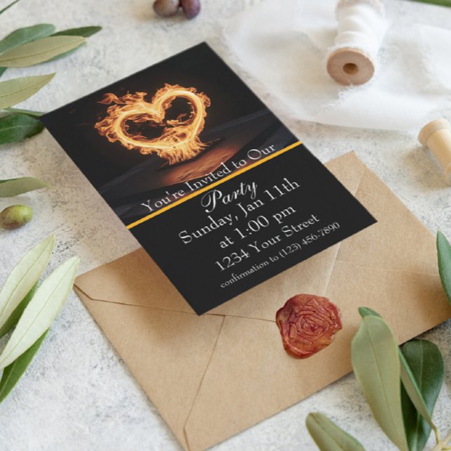 Invitation Rejoignez-nous pour une fête au feu flamboyant ! (Créateur téléchargé)