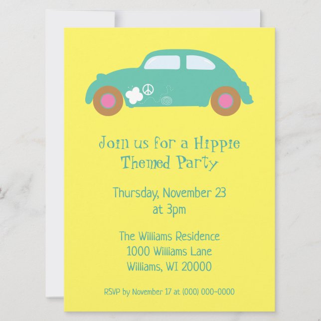Invitation Rejoignez-nous pour une fête hippie (Devant)