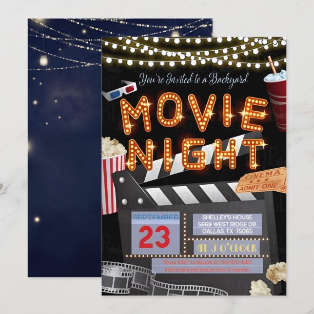 Invitation Rejoignez-nous pour une soirée cinéma (Devant / Derrière)