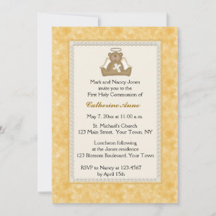 Invitation religieuse Ange Bear, Jaune Daisy