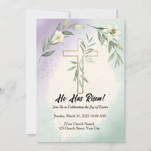 Invitation religieuse au service de Pâques (Devant)