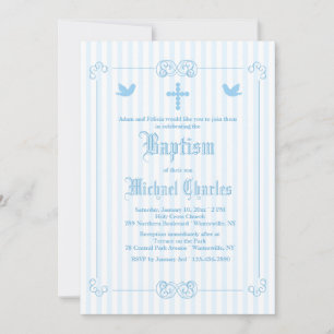 Invitation religieuse bleue à cadre délicat