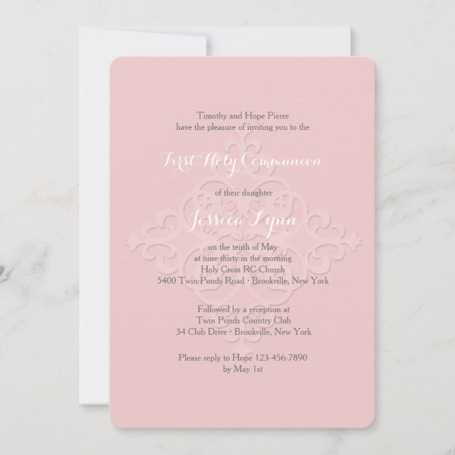 Invitation religieuse croisée réversible rose (Devant)