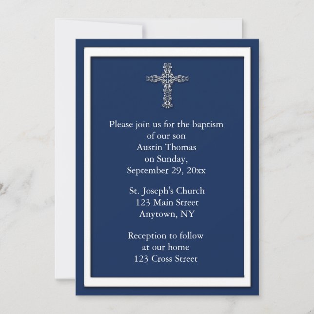 Invitation religieuse de bleu marine (Devant)