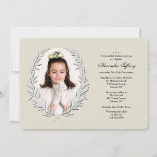 Invitation religieuse de photo botanique de cadre