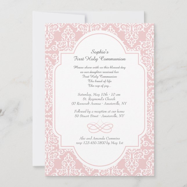 Invitation religieuse de vrille rose (Devant)