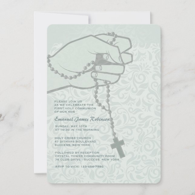 Invitation religieuse disponible de chapelet (Devant)