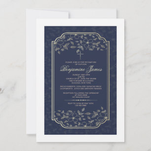 Invitation religieuse florale bleue de Nave
