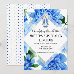 Invitation religieuse florale bleue de Vierge