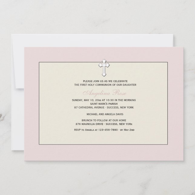Invitation religieuse rose (Devant)
