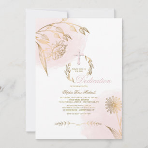 Invitation religieuse rose en poudre