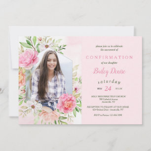 Invitation religieuse rose florale