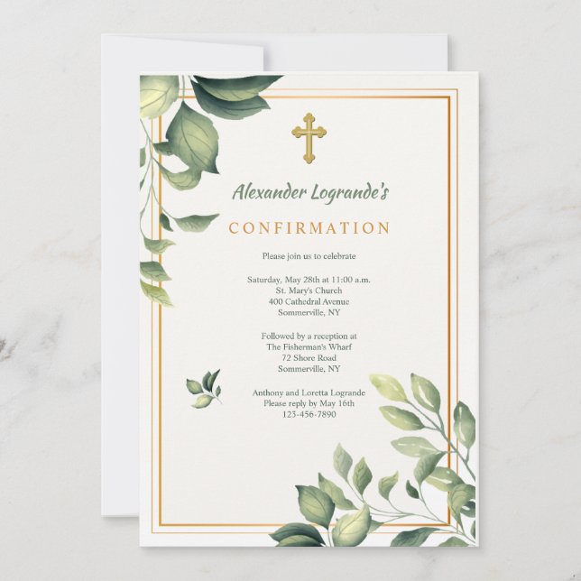 Invitation religieuse verte (Devant)
