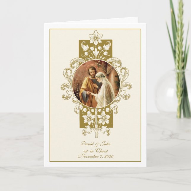 Invitation Religieux catholique Elégant Mariage d'or Invitati (Devant)