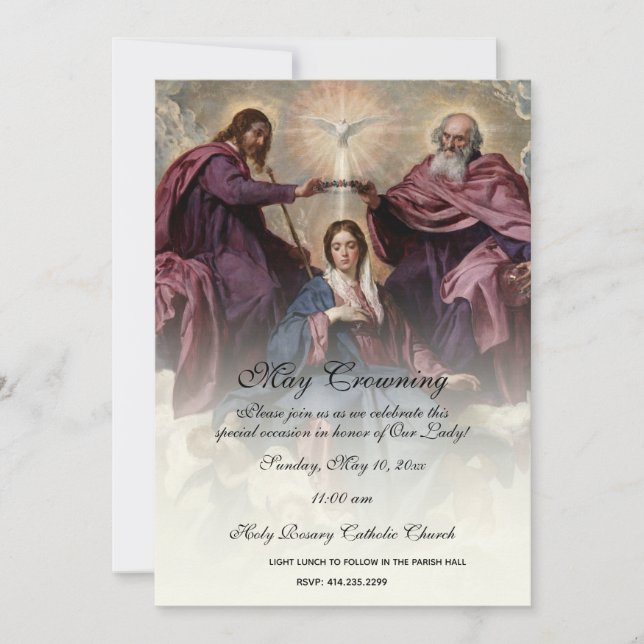 Invitation Religieux Mai Crowning Mary Fête des mères (Devant)