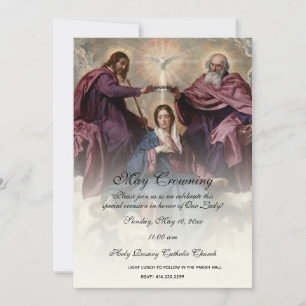 Invitation Religieux Mai Crowning Mary Fête des mères