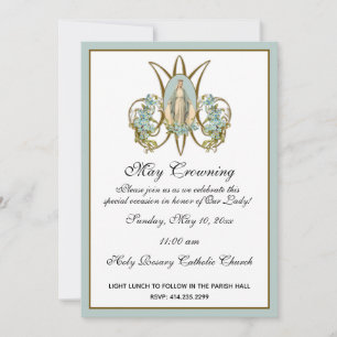 Invitation Religieux Mai Crowning Mary Fête des mères Floral