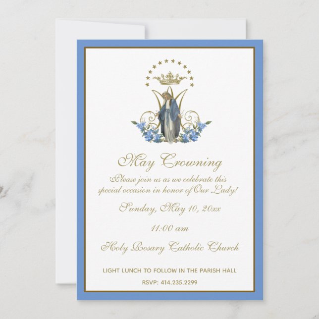 Invitation Religieux Mai Crowning Mary Fête des mères Floral  (Devant)