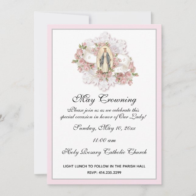 Invitation Religieux Mai Crowning Vierge Marie Fête des mères (Devant)