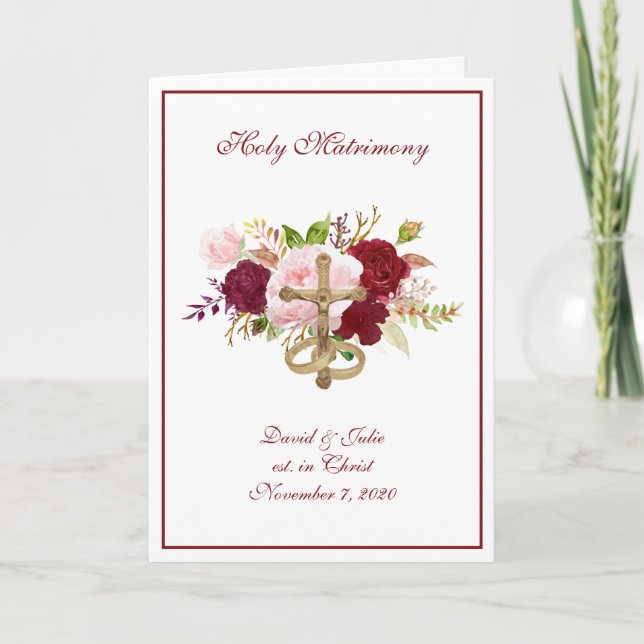 Invitation Religieux Religieux Traditionnel Mariage Floral (Devant)