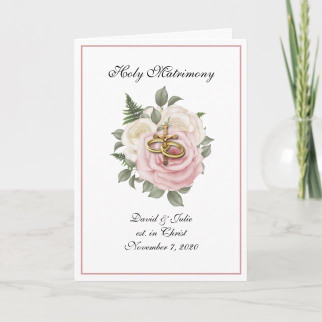 Invitation Religieux Religieux Traditionnel Mariage Floral (Devant)