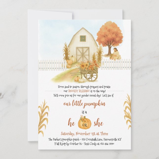 Invitation Religieux Rustique Automne Genre Révéler Invitatio (Devant)