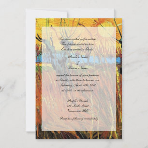 Invitation Religions mariage. Les saules au coucher du soleil