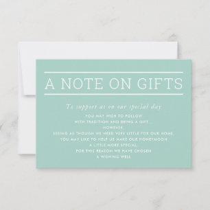 Invitation REMARQUE SUR LES DONS simple et moderne menthe pas