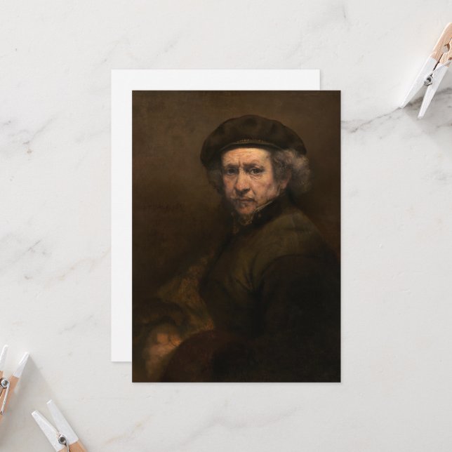 Invitation Rembrandt Self Portrait : Peintre Néerlandais de l (Devant/Arrière en situation)