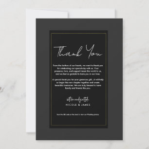 Invitation Remerciement de mariage minimal moderne gris noir 