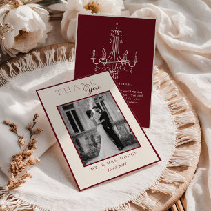 Invitation Remerciement de mariage photo noir et blanc de lux