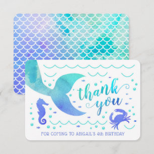 Invitation Remerciement Mermaid Under the Sea Aquarelle Sarce