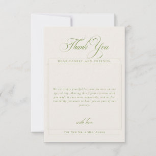 Invitation Remerciement photo simple calligraphie verte class