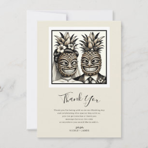 Invitation Remerciement Tiki Ananas Mariés Aloha