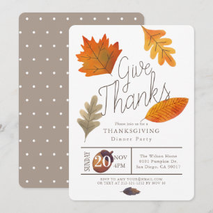 Invitation Remerciements Foliing Automne Thanksgiving Dîner