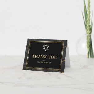 Invitation Remerciements  Marbre noir moderne Bar Mitzvah
