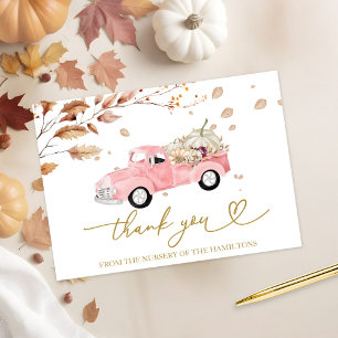 Invitation Remerciements pour Baby Shower d'automne avec un c
