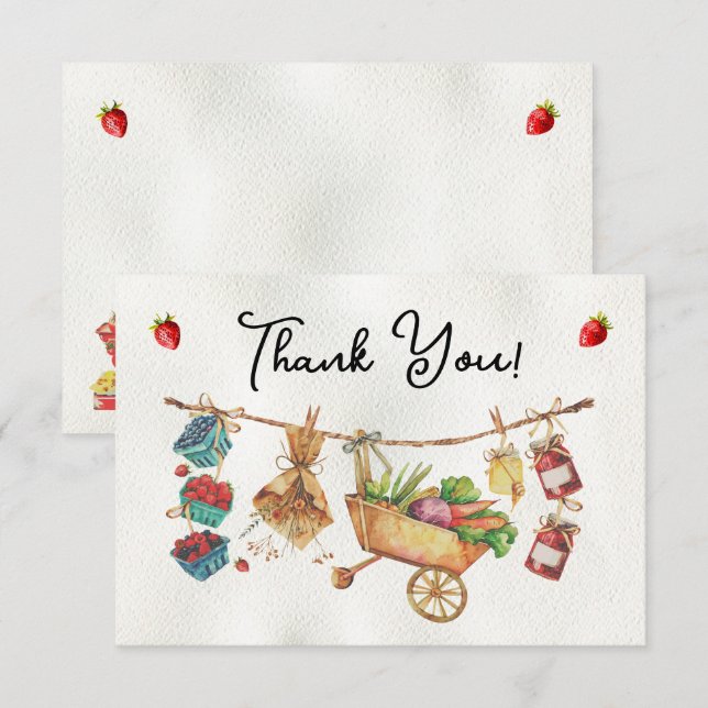 Invitation Remerciements pour la Baby Shower au marché des ag (Devant / Derrière)