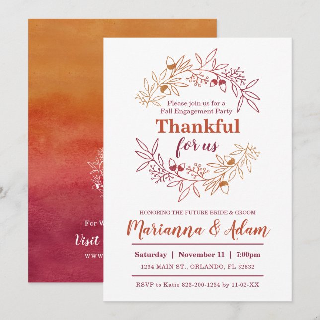Invitation Remerciements Pour Le Parti De L'Engagement Mariag (Devant / Derrière)