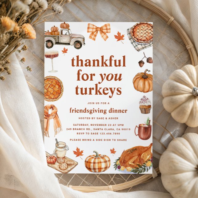 Invitation Remerciements pour vous Turkeys Fall Friendsgiving (Créateur téléchargé)