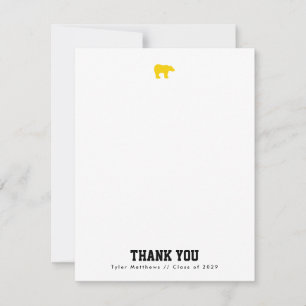 Invitation Remerciements Varsity Golden Bear avec dos jaune