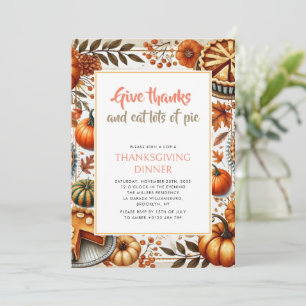 Invitation Remerciez et mangez à la tarte Thanksgiving Dîner