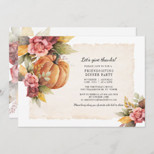 Invitation Remercions Automne Citrouille Friendsgiving