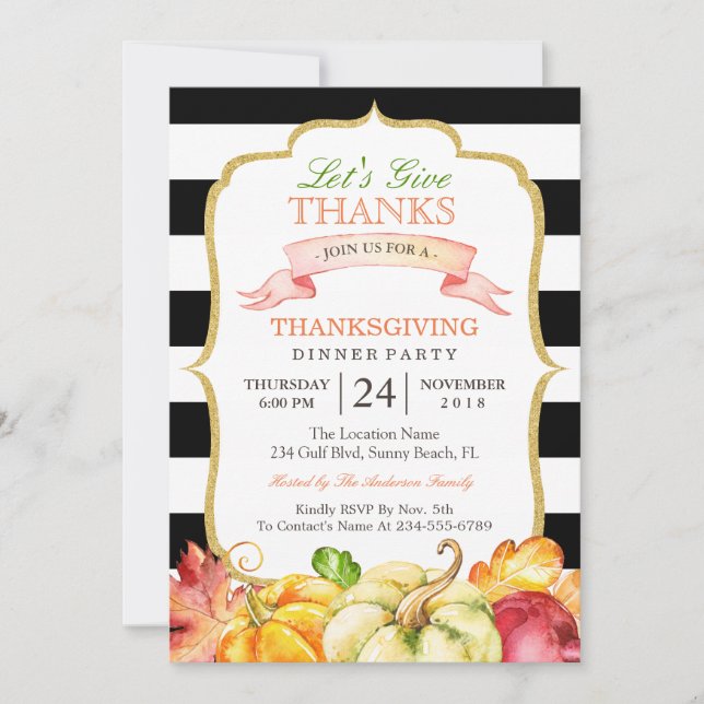 Invitation Remercions la fête d'automne Thanksgiving (Devant)