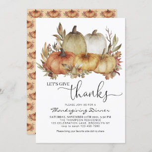Invitation Remercions Orange Citrouille Thanksgiving