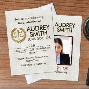 Invitation Remise des diplômes d'avocat avec photo